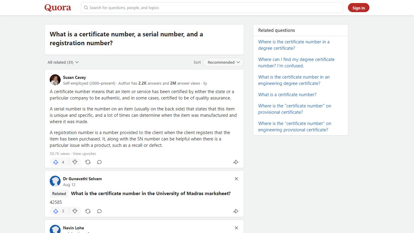What is a certificate number, a serial number, and a ... - Quora